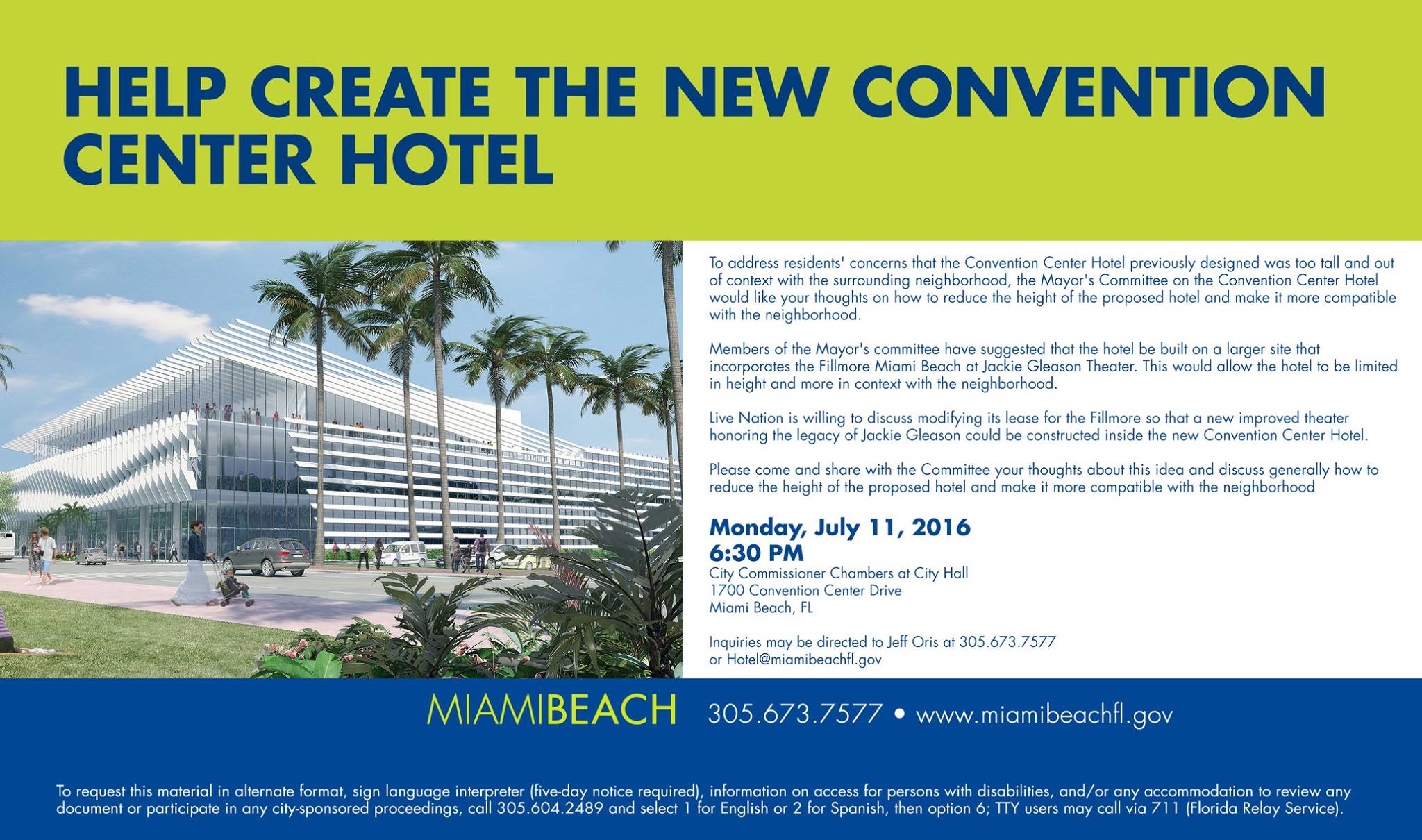 Public Meetings Will Shape the Future of Miami Beach’s Convention Center Hotel and 6th Street Corridor Image