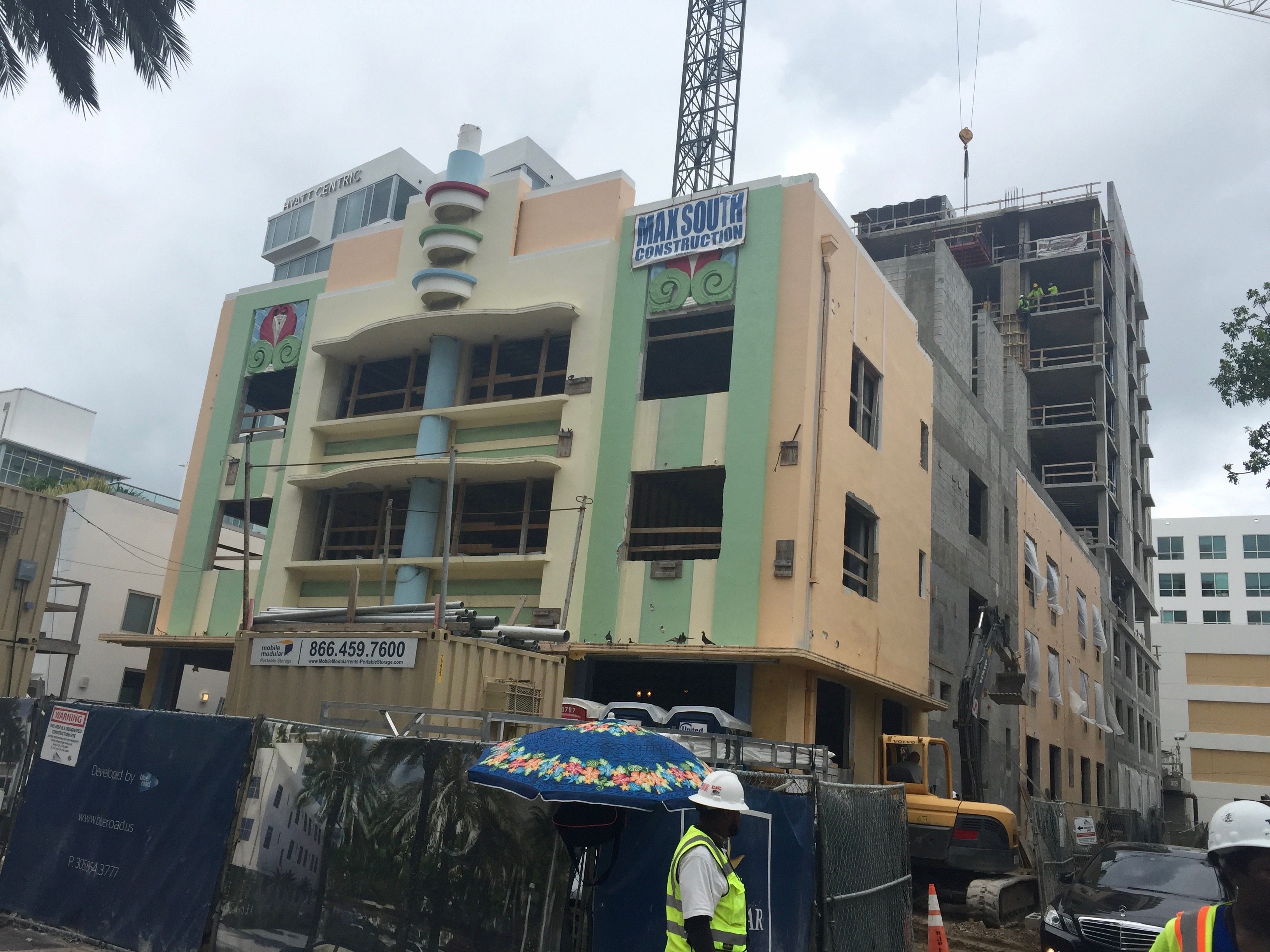 South Beach’s Berkeley Shore Hotel Renovation Definitely Won’t be Done by the Date on the Construction Fencing Image