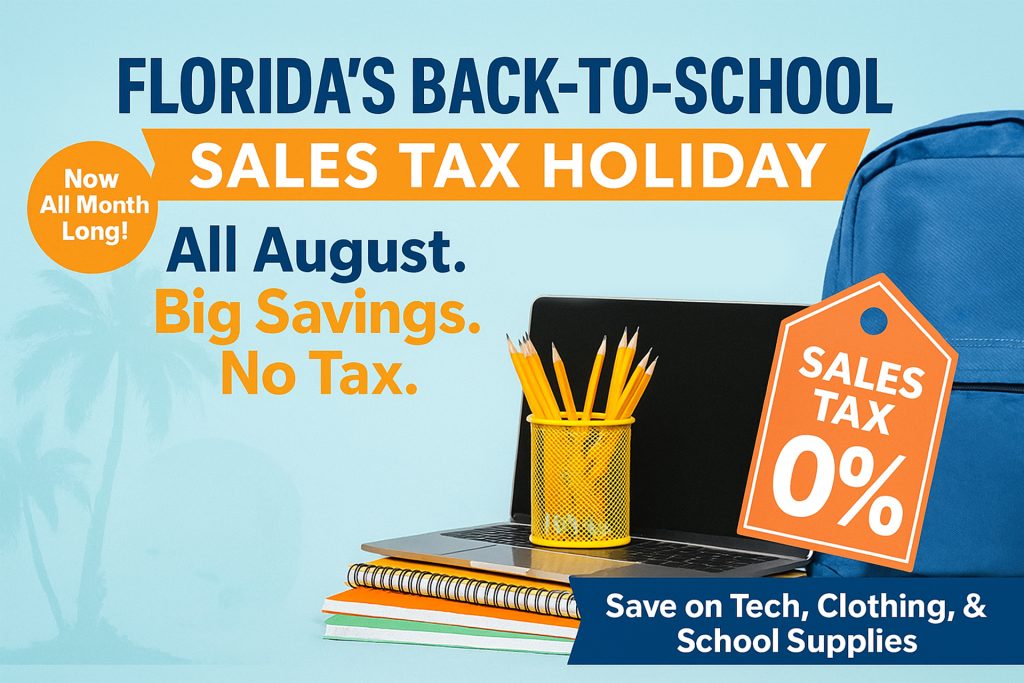 Florida back to school no sales tax holiday August 2025