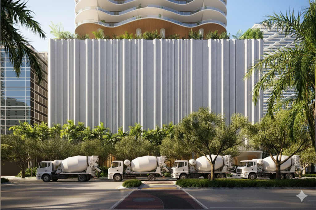 cement trucks at 1428 Brickell